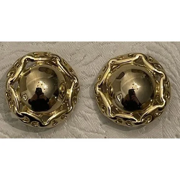 VTG. PAOLO GUCCI GOLD TONE CLIP ON EARRINGS - Picture 6 of 6